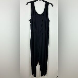 Vintage Gemini Designs Black Sleeveless Jumpsuit Union Made in USA Size 20/40
